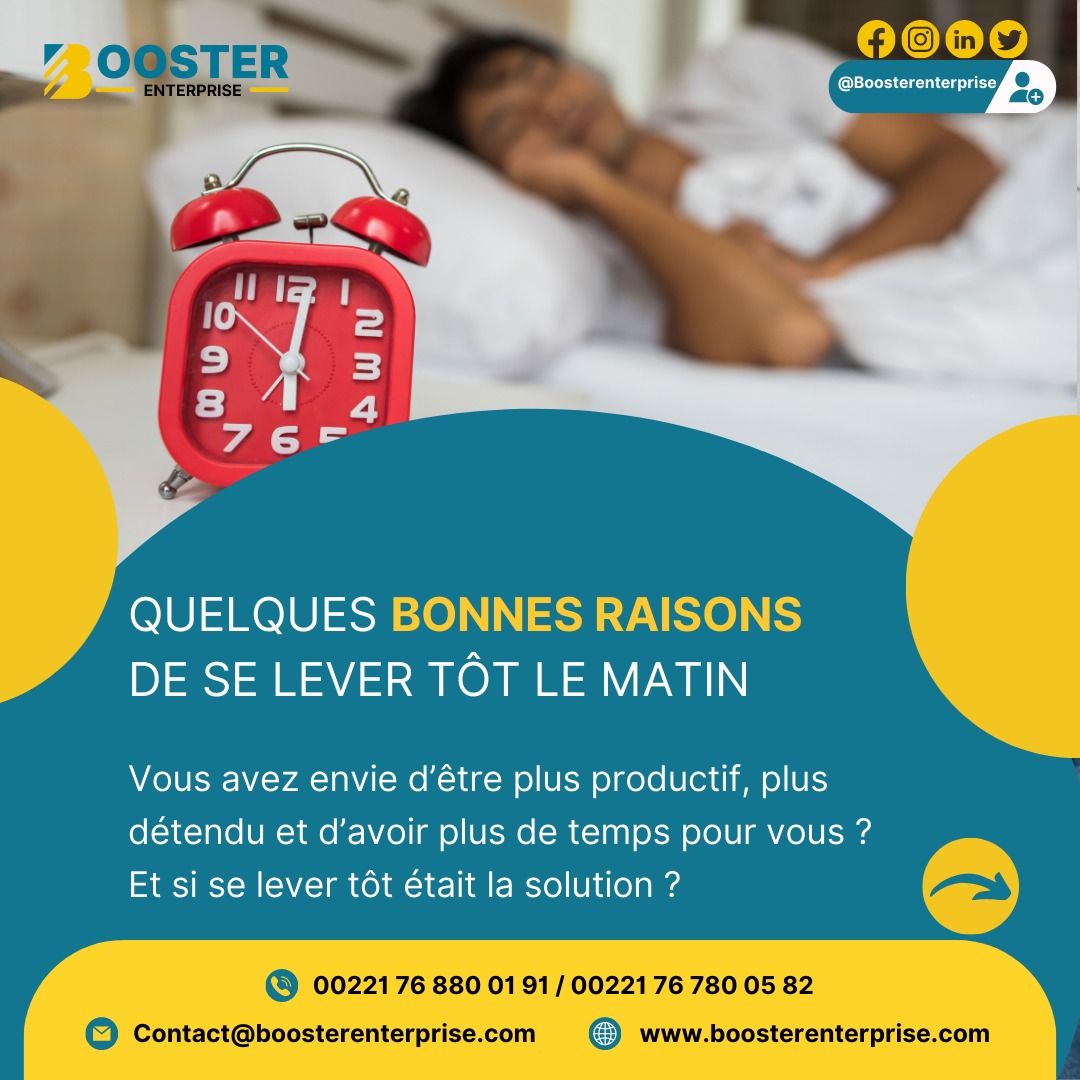 BoosterENTER's tweet photo. #conseildujour

Quelques bonnes raisons de se lever tôt le matin 🛌

Vous avez envie d'être plus productif ? 

Et si se lever tôt était la solution🤗 

Allons découvrir pourquoi 👇

 #boosterenterprise #kebetu #communication #visibilité #SeLeverTôt #ReveillezVous https://t.co/N5UGVDnbcW