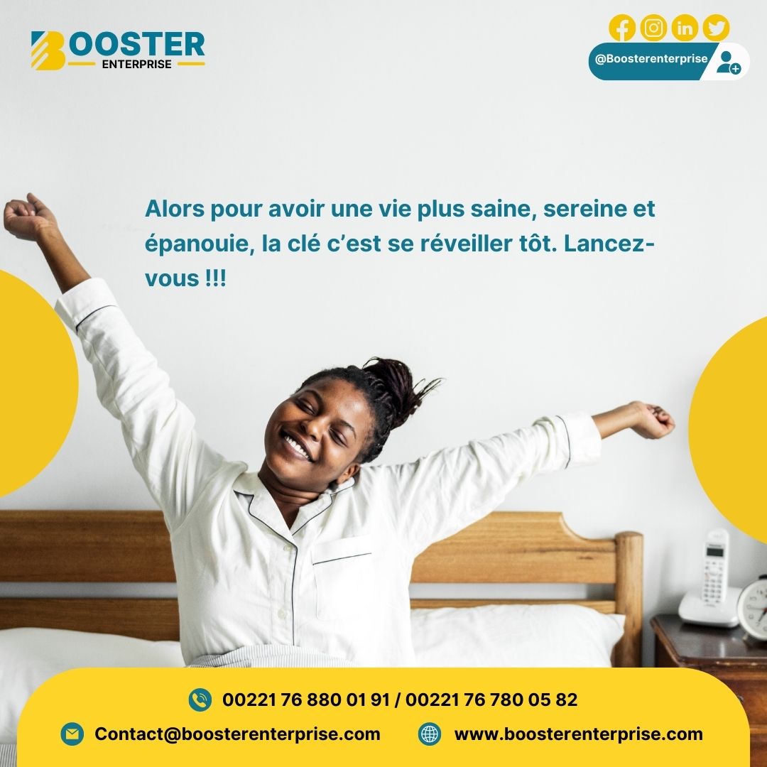 BoosterENTER's tweet photo. #conseildujour

Quelques bonnes raisons de se lever tôt le matin 🛌

Vous avez envie d'être plus productif ? 

Et si se lever tôt était la solution🤗 

Allons découvrir pourquoi 👇

 #boosterenterprise #kebetu #communication #visibilité #SeLeverTôt #ReveillezVous https://t.co/N5UGVDnbcW