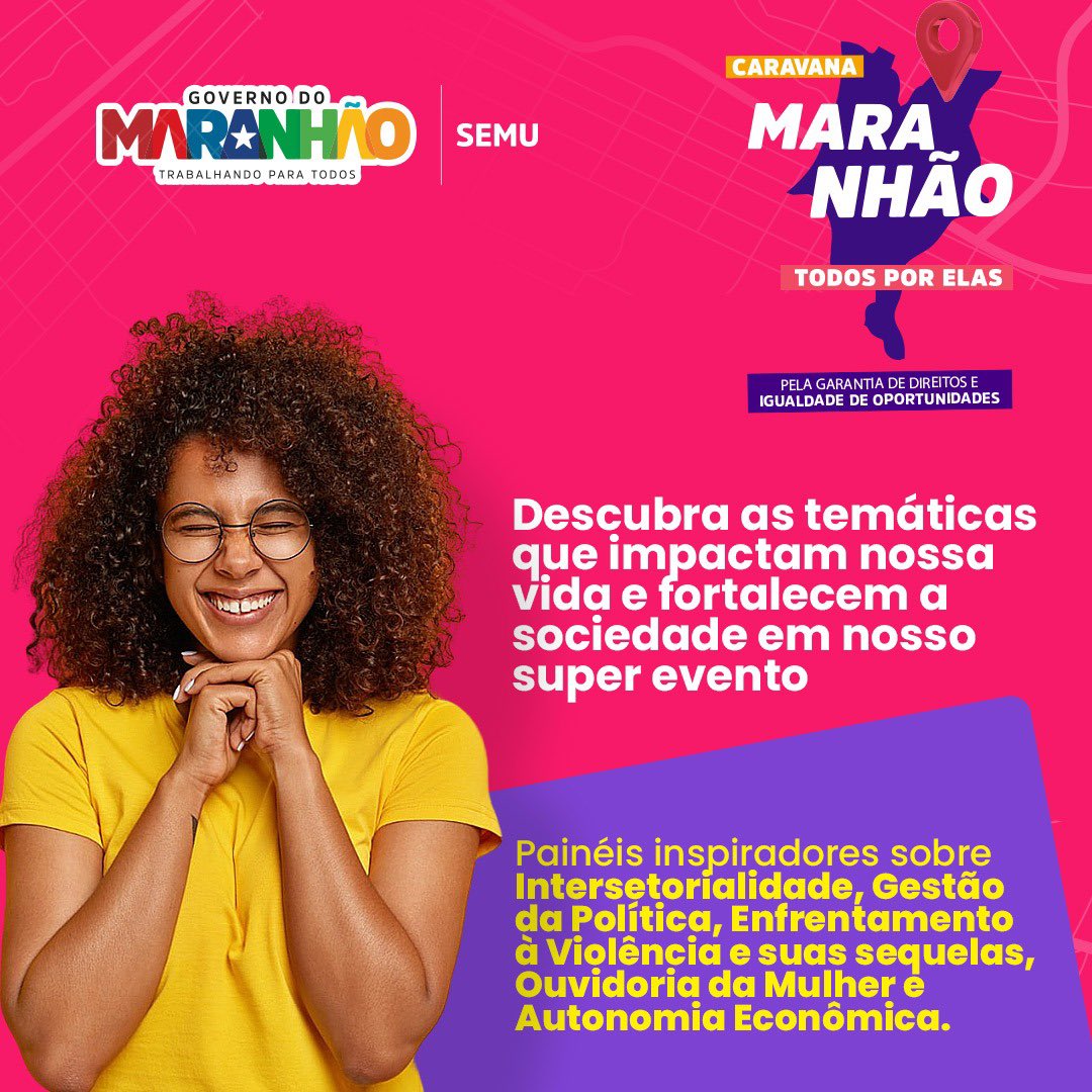 📍Vamos abrir espaço para o diálogo e colocar em destaque as temáticas que tanto impactam a nossa vida e transformam a sociedade?

📌 Santa Inês: 06/07 (quinta-feira)
📌 Barra do Corda: 07/07 (sexta-feira)

#MulheresNoPoder #PolíticasPúblicas #juntassomosmaisfortes
