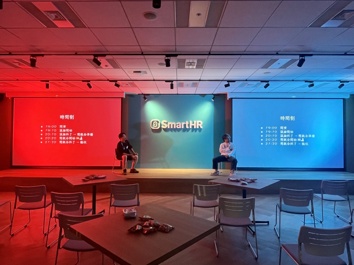 始まりました！写真はリハ風景です #smarthr_mayhem