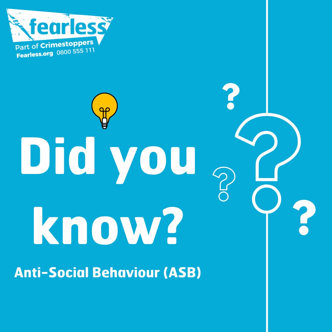 FearlessORG's tweet photo. It’s Anti-Social Behaviour week ⚠️
At Fearless, we take any information on ASB if it is serious, criminal or causing risk to a person. #asb #antisocialbehavior #safecommunity #crime https://t.co/za1EfQ9tPi