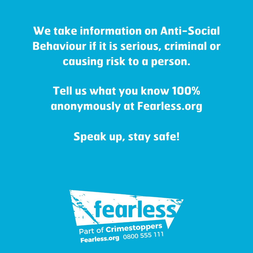 FearlessORG's tweet photo. It’s Anti-Social Behaviour week ⚠️
At Fearless, we take any information on ASB if it is serious, criminal or causing risk to a person. #asb #antisocialbehavior #safecommunity #crime https://t.co/za1EfQ9tPi