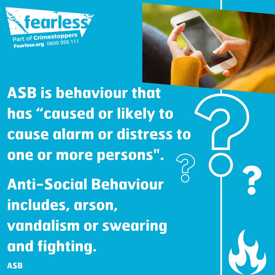 FearlessORG's tweet photo. It’s Anti-Social Behaviour week ⚠️
At Fearless, we take any information on ASB if it is serious, criminal or causing risk to a person. #asb #antisocialbehavior #safecommunity #crime https://t.co/za1EfQ9tPi