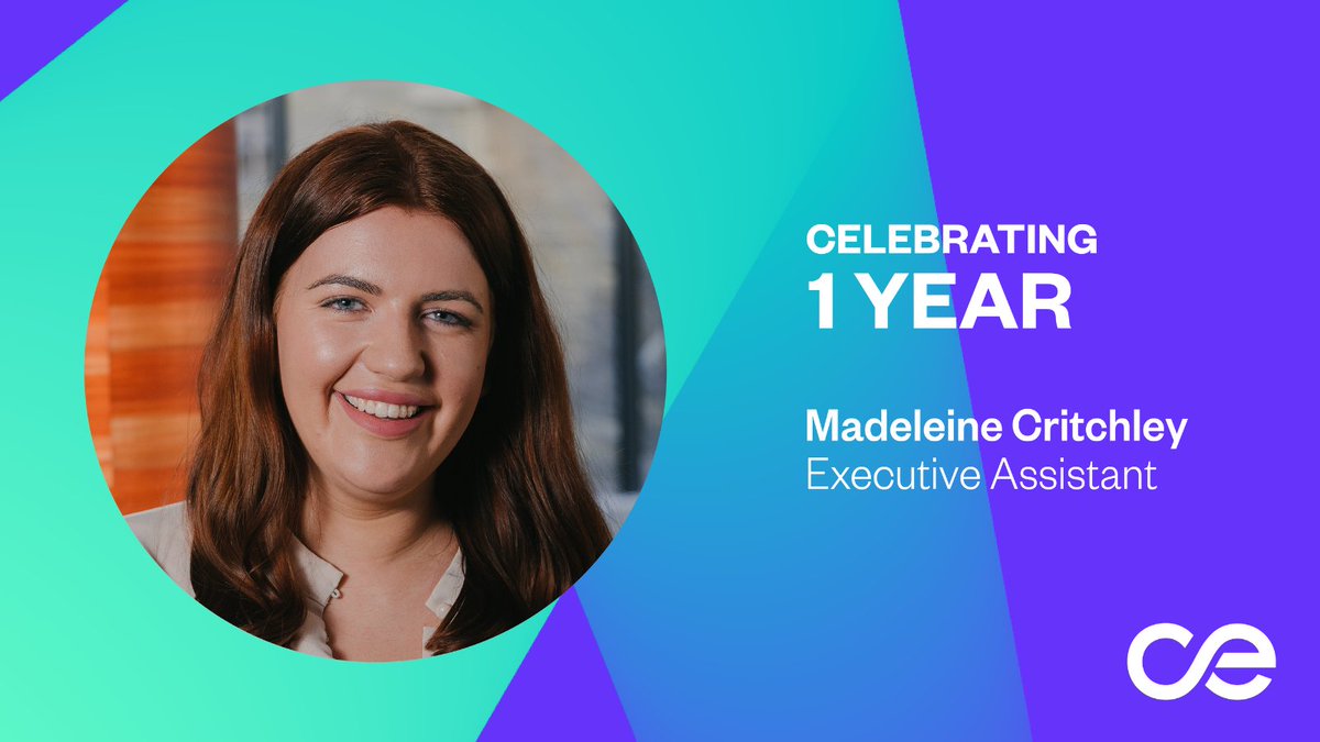 CelerityLimited's tweet photo. Today we are celebrating Madeleine Critchley, who has now spent 1 year with Celerity!

Maddie works as an Executive Assistant. 

Thanks for all your hard work Maddie! 

#CelerityWorld #InfinitePossibilities #WorkAnniversary https://t.co/FPOQcivYAP