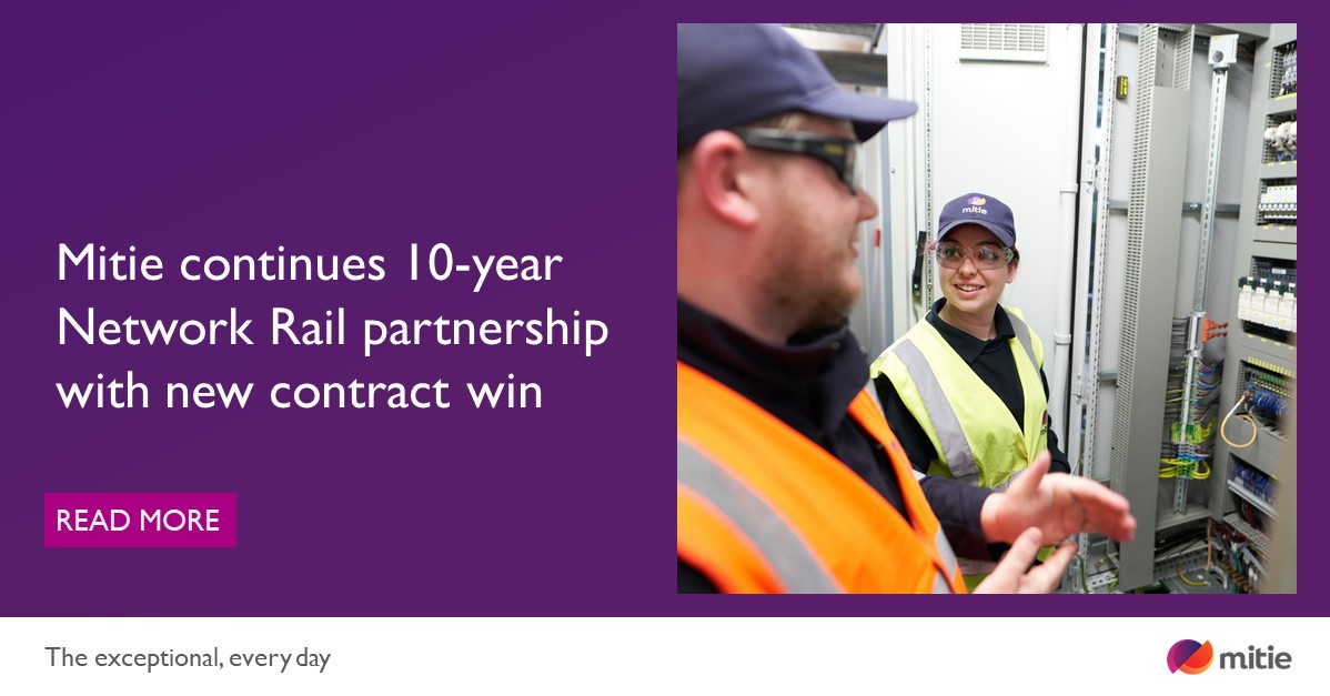 mitie's tweet photo. We are pleased to have secured a new contract with Network Rail, building on our 10-year relationship.

Our team will provide services for the entire Network Rail estate, supporting 800 sites across the country.

Read more > https://t.co/oVpgIrg8LL https://t.co/KtL0tzSL3p