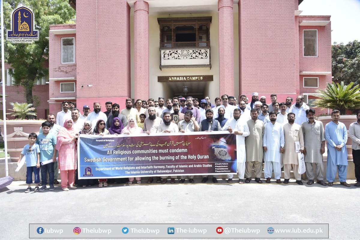 theiubwp's tweet photo. Department of World Religions and Interfaith Harmony and Other Departments, the Islamia University of Bahawalpur organized a Walk in Context with the Disgrace of Holy Quran at Swedan. https://t.co/jkc4nCbCwl