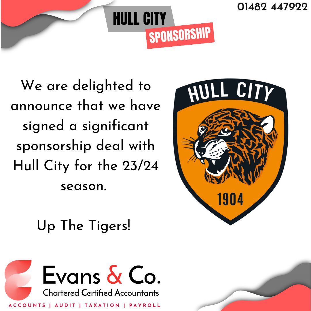 We are delighted to announce that we have signed a significant sponsorship deal with @HullCity for the 23/24 season! Try and spot us at the start of 100s of their social media videos and on advertising banners around the pitch! Up The Tigers! 🐯 #hcafc