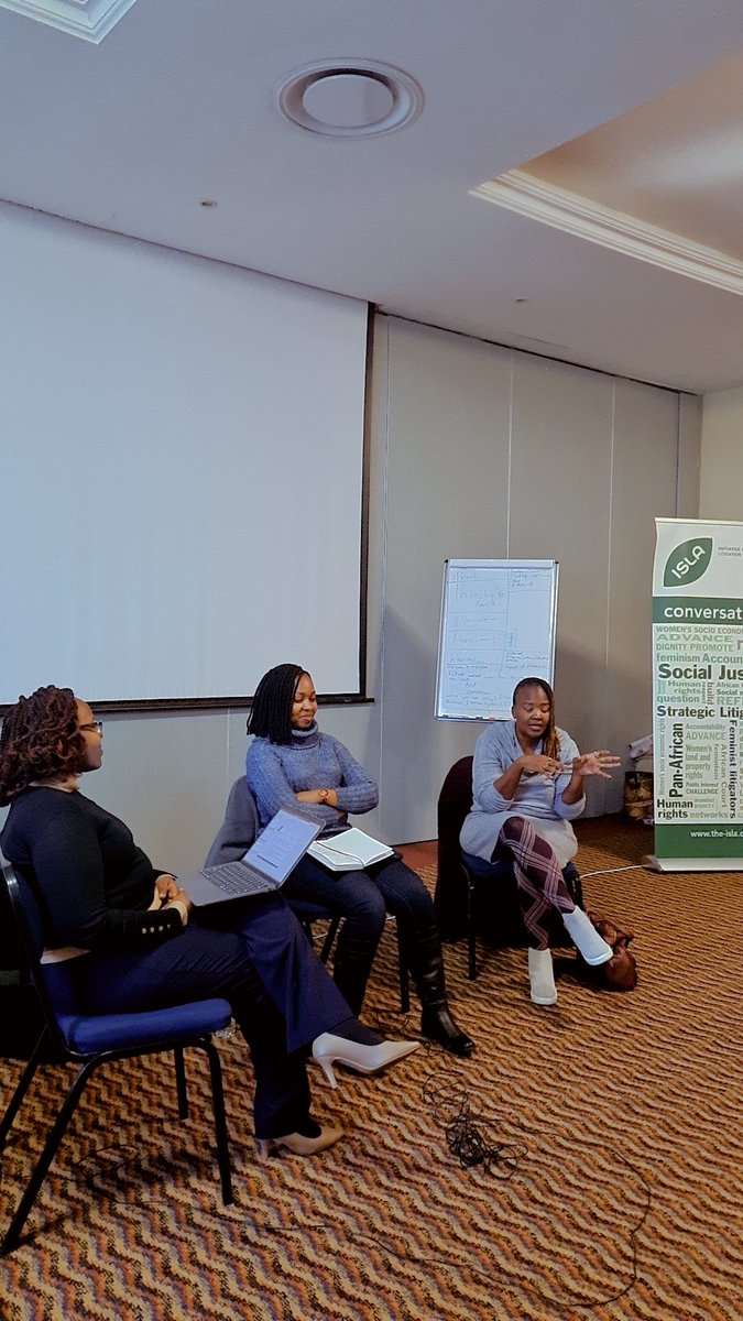 ISLAfrica's tweet photo. A panel discussion with Sibongile Ndashe, @WinnieOdali and Dr. @NekuraRuth focusing on having a clear vision and determination when litigating due diligence in order to truly hold states accountable for #VAW. Network lawyers must have depth in legal analysis in their arguments. https://t.co/fozpQevDvD