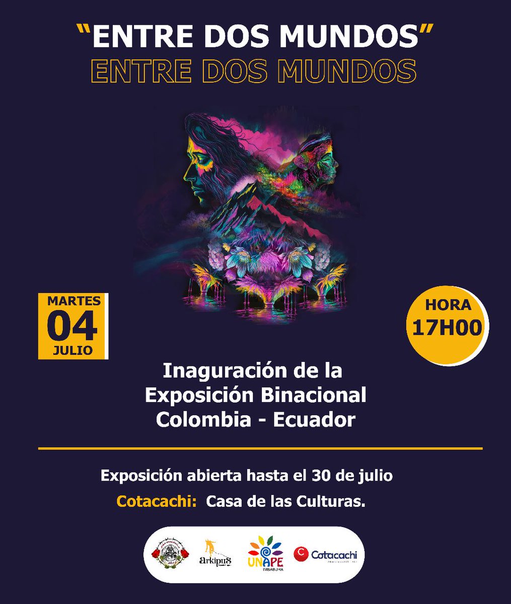 arkipusimbabura's tweet photo. 🎨 COTACACHI 🖌️

Inauguración de la exposición Bi-Nacional Colombia-Ecuador denominada "Entre dos Mundos" del movimiento artistico plástico ARKIPUS y el colectivo "Gran Mandala Art" inicia su recorrido en Cotacachi este martes 4 de julio, a las 5PM en la casa de las culturas https://t.co/OZPblnL56r