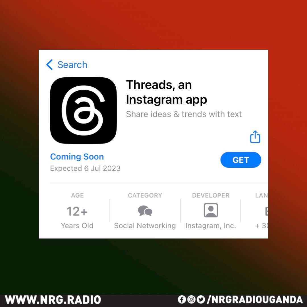 Instagram’s twitter competitor ‘Threads’ releasing thisThursday 👀

#NRGUpdates #NRGRadioUG