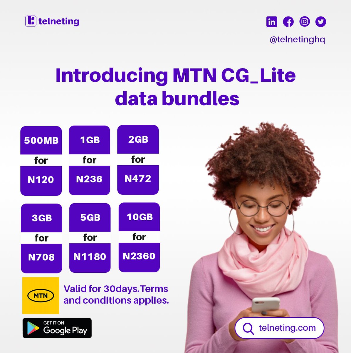 Introducing MTN CG_Lite data bundles!

Stay connected and surf the web with ease using our affordable data bundles designed just for you.

.
.
.

#MTN #DataBundles #Affordable #StayConnected #CG