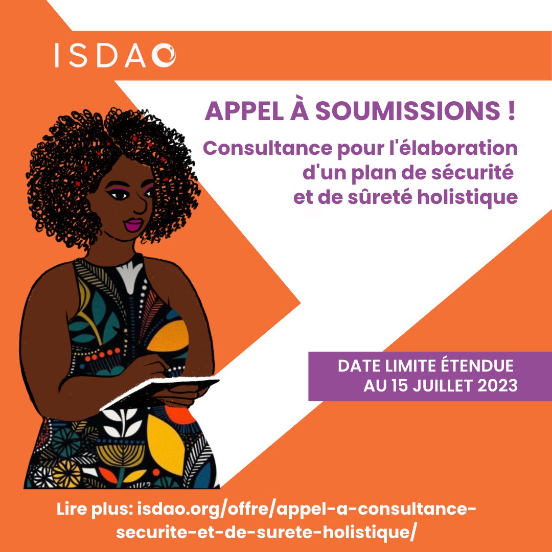 ISDAOSankofa's tweet photo. Nous avons prolongé la date limite de dépôt des candidatures dans le cadre de notre recherche un-e consultant-e/une équipe de consultant-es chargés d'élaborer un plan de sécurité et de sûreté holistique pour l’ISDAO. #ISDAO #securite https://t.co/re54byDSvb