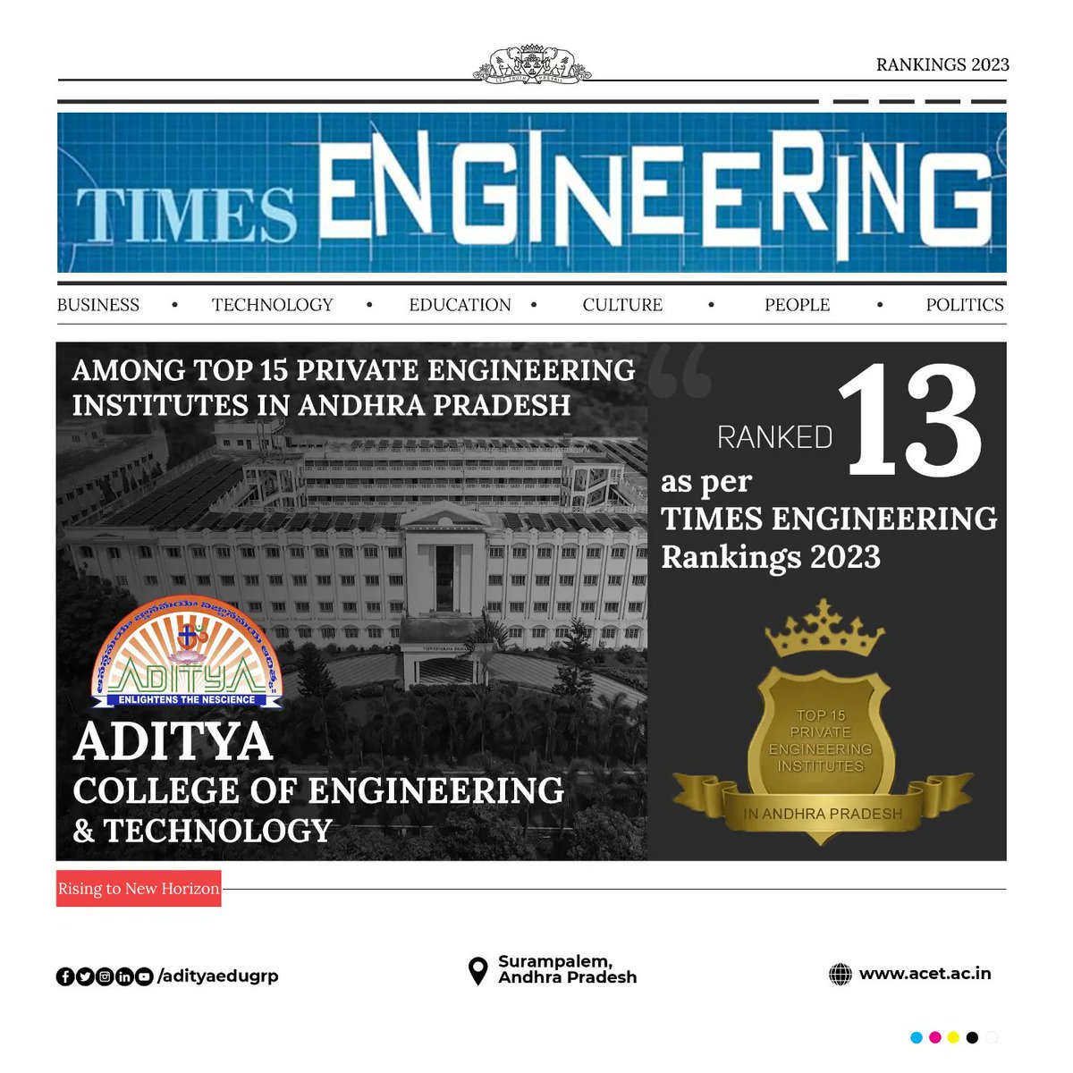 adityaedugrp's tweet image. #Aditya #TimesEngineering #Rankings2023 #TopPrivateEngineeringInstitutes #Rankings #AECaditya #ACETaditya #ACOEaditya #RisingToNewHorizon #AchieveWithAditya