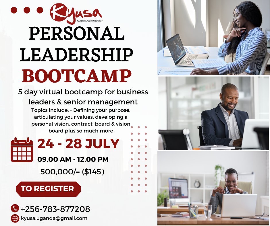 📣 Calling all business leaders & senior managers! Join our 5-day Virtual Personal Leadership Bootcamp and unleash your leadership potential. 🚀✨ Gain essential skills, network with like-minded professionals, and drive meaningful impact. Limited spots available. Register now!