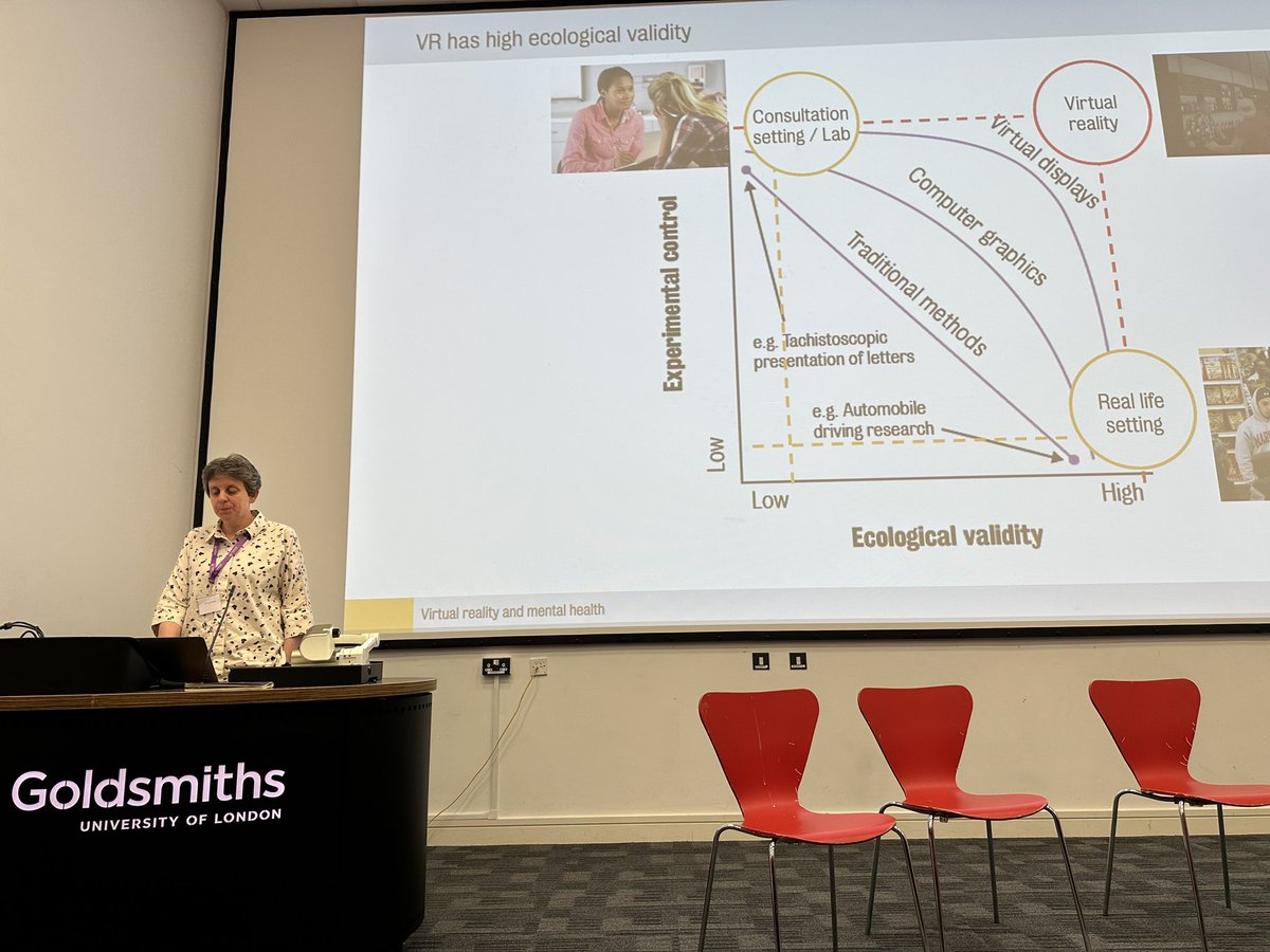 Prof @Lucia_Valmaggia presenting her decades of work in VR for health in our conference #THRIVE2023

@goldcomputing @GoldsmithsUoL @marcogillies @atautanaka @WilliamLatham1