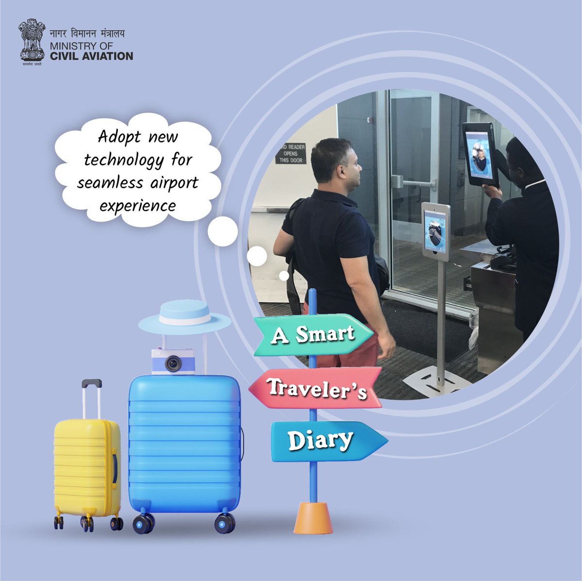 MoCA_GoI's tweet photo. #SmartPackSmartTravel
Discover the power of innovation as you navigate through airports effortlessly. From self-check-in kiosks to biometric authentication, let technology redefine your travel journey.

#TravelersGuide #airtravel #EfficientExploring https://t.co/UPTtIw4NDq