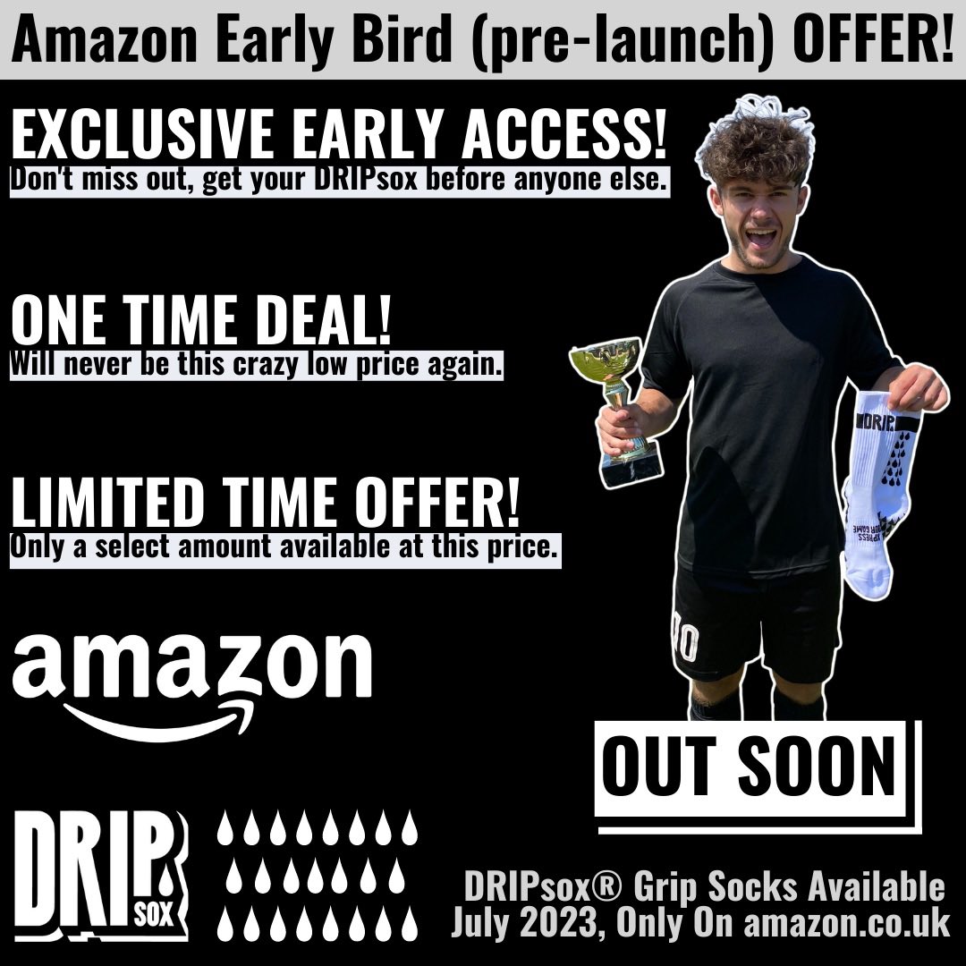 DRIPsox's tweet photo. 🚨🔥If you're joining us at this early point in our journey, then you're in luck… 

The pre-launch! - You get EXCLUSIVE early access to the product and what's more we will be offering the socks at a CRAZY LOW PRICE that you'll never see them at again. 

Follow on Instagram 👀🔜 https://t.co/VKIuOwQ8HX