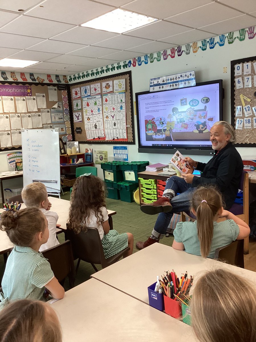 staidansbks1's tweet photo. #y2 had a visit from Author Norman Hobnail who read his very exciting story Mrs Mc Parr’s Clapped out Car. #StaidansbEng. We also had a sneak preview at his new book Jeremiah Fig which we are looking forward to seeing published. https://t.co/IMfqOtBmR6