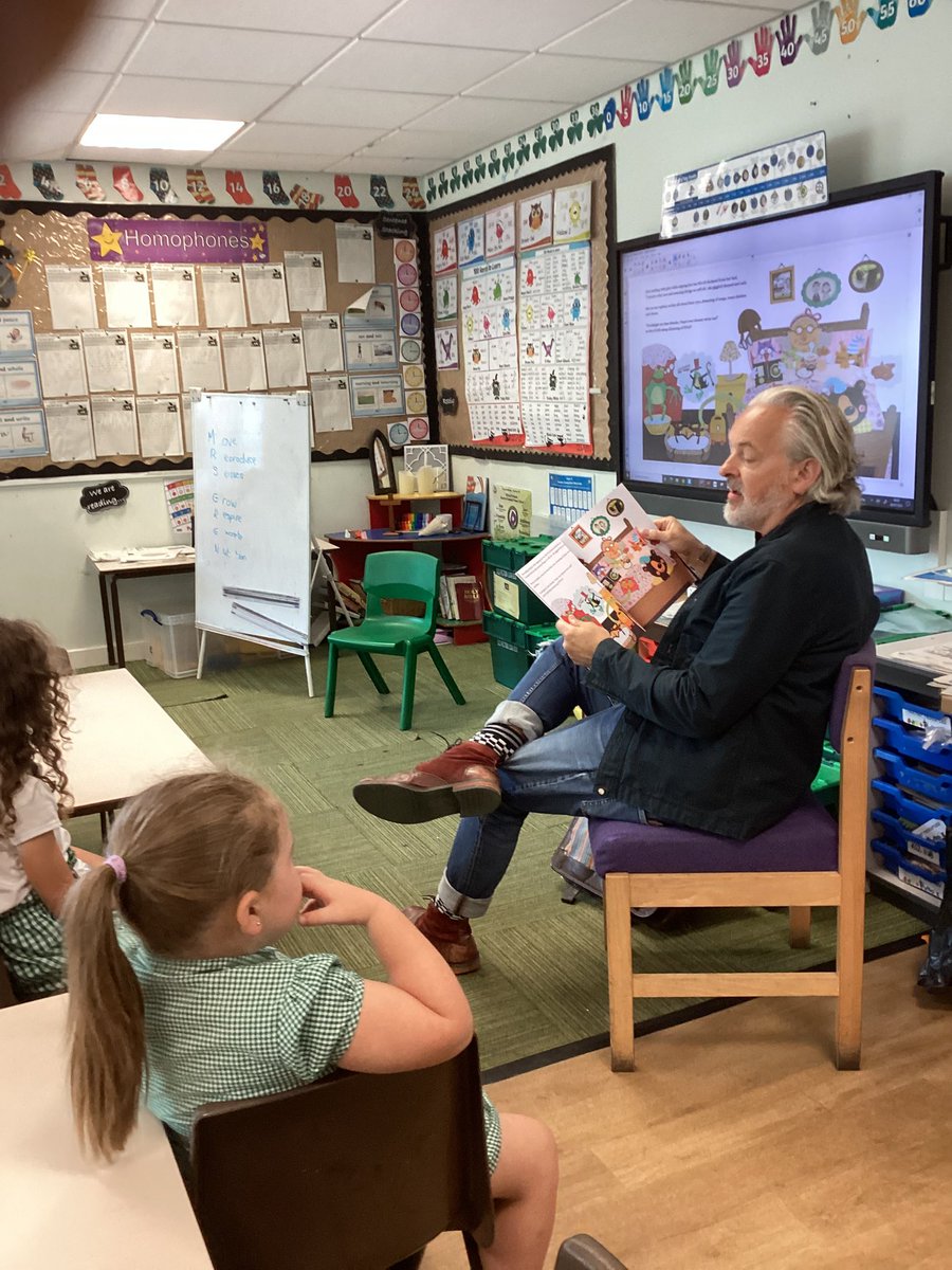 staidansbks1's tweet photo. #y2 had a visit from Author Norman Hobnail who read his very exciting story Mrs Mc Parr’s Clapped out Car. #StaidansbEng. We also had a sneak preview at his new book Jeremiah Fig which we are looking forward to seeing published. https://t.co/IMfqOtBmR6