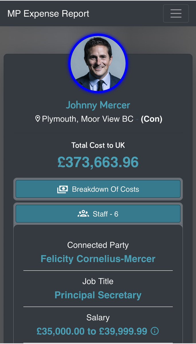 NEWS
<a href="/JohnnyMercerUK/">Johnny Mercer</a> thinks food bank use is "a personal decision"
He's wrong.
I grew up in poverty, mum had 5 jobs, nearly killed her. It was NOT a choice

FACT
Total cost to taxpayer of Mercer is £373,663
Wife works in his office
Their total taxpayers' salary is approx £120,000