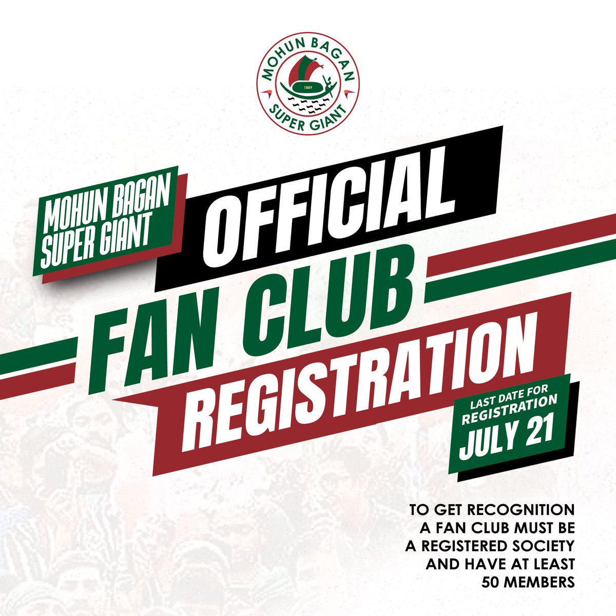 mohunbagansg's tweet photo. Mohun Bagan Super Giant Fan Club registration time!
Calling all fan clubs, visit https://t.co/zchT8feBcS to register💚♥️
#MBSG #JoyMohunBagan #আমরাসবুজমেরুন https://t.co/t4VvpPc5Dg