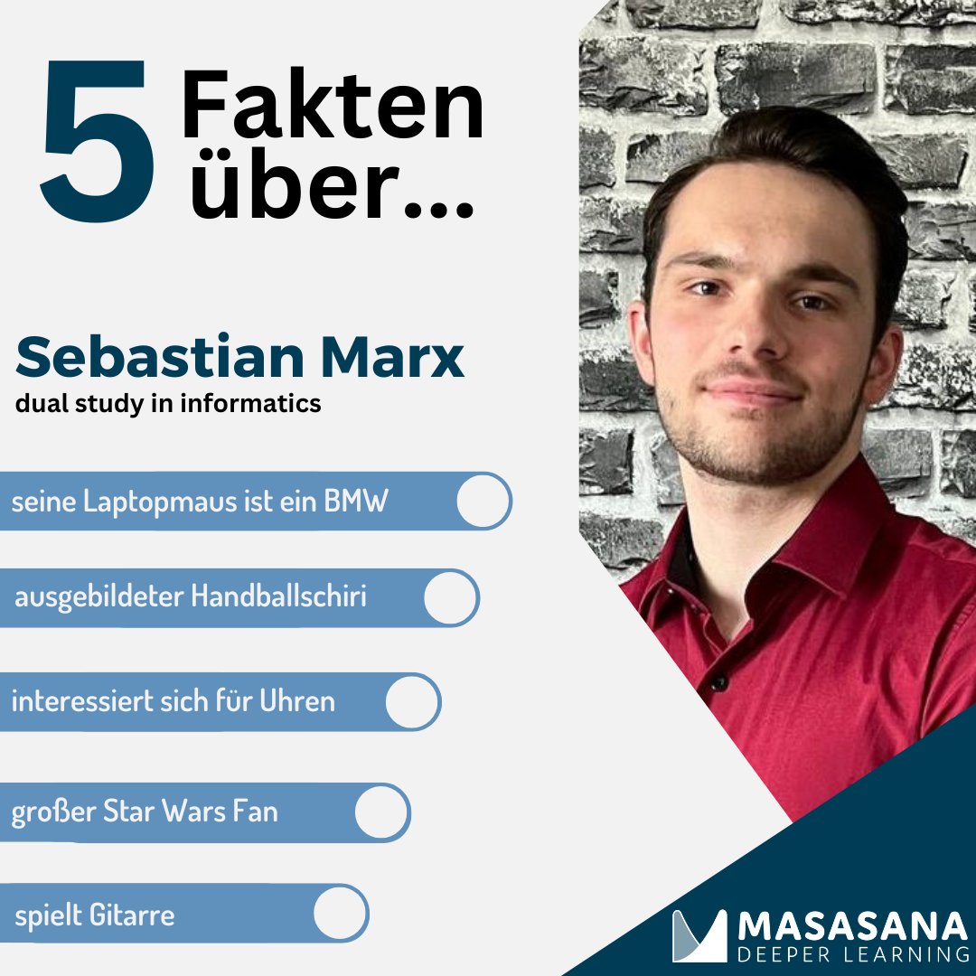 MasasanaAI's tweet photo. Mit unserem Auszubildenen Sebastian endet die Vorstellung unseres Teams. 😀

#Masasana #Team #facts https://t.co/CgblYO8tSu