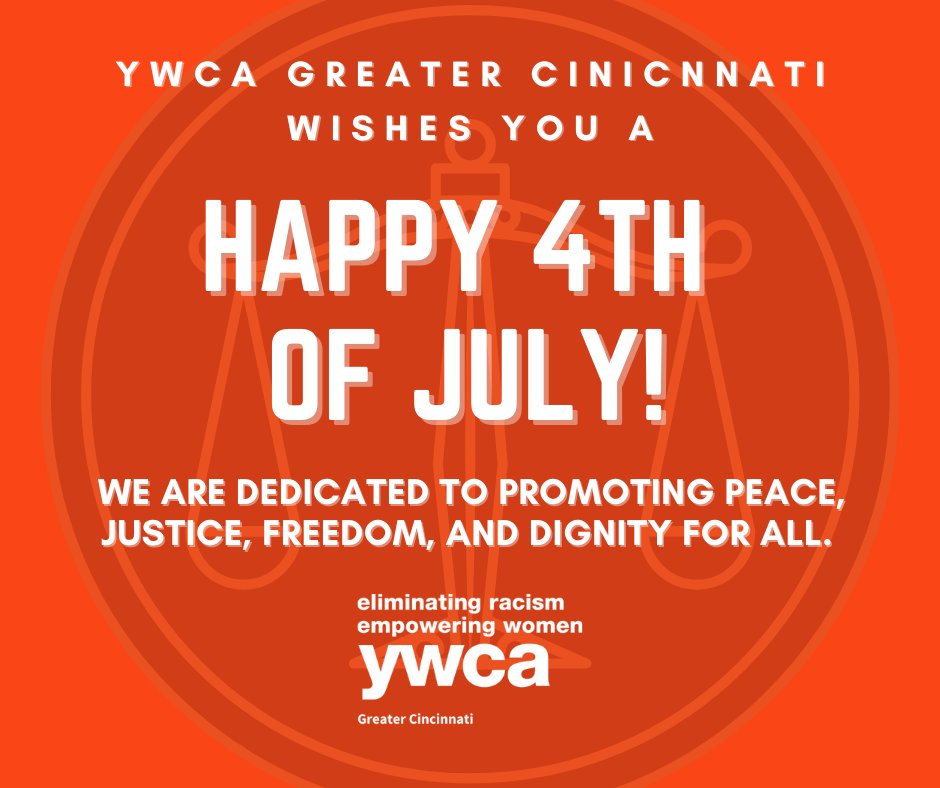 Our offices will be closed today. This holiday, as we share barbecues, baseball games or family reunions, we pause to reflect on who we are and who we can become when liberties and freedoms are shared and fully realized by all.  

#YWCA #OnaMissioin