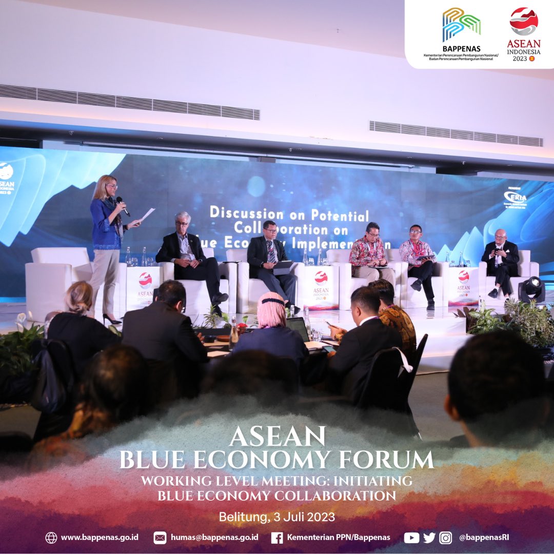 BappenasRI's tweet photo. #SahabatPembangunan, Kementerian PPN/Bappenas telah merampungkan Working Level Meeting: Initiating Blue Economy Collaboration di Belitung pada Senin (3/7), sebagai bagian dari ASEAN Blue Economy Forum 2023.

#Bappenas #MembangunIndonesia #ASEAN2023 #ABEF2023 https://t.co/nCCETHHFO2