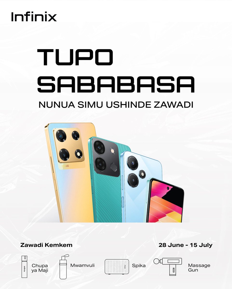 InfinixMobileTZ's tweet image. SABA SABA Offer 🎁🎁

Sasa ukinunua Simu kwenye magazebo yetu viwanja vya saba saba utajipatia zawadi papo kwa hapo.

Ofa hii ni mwisho Tarehe 15/07/2023, Usikose 💯

#Infinixtanzania #sabasabaoffer #NOTE30Series #SpidiKasi #GusanishaIjae