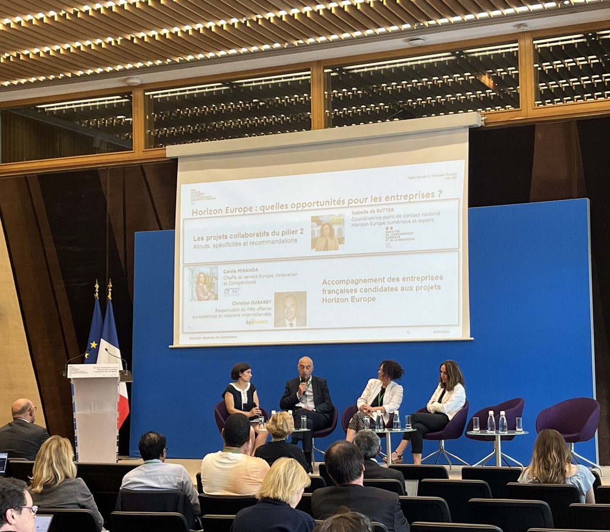 afrpc's tweet image. Très belle table ronde sur les opportunités Horizon Europe pour les entreprises avec Isabelle de Sutter @sup_recherche, Carole Miranda @AssoANRT, Christian Dubarry @Bpifrance, PCN. L’importance des #pôlesdecompétitivité dans l’accompagnement à l’Europe est rappelée👏👏