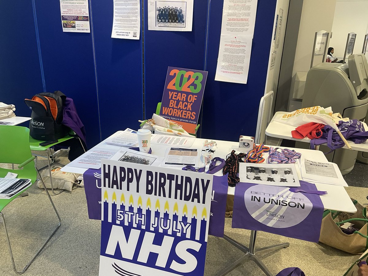 GOSHUnison's tweet photo. Today we are celebrating the year of the Black worker, NHS 75th Birthday and 75 years of Windrush! Come down to the Charity side of the lagoon and see us! https://t.co/CsUwyIhlsj