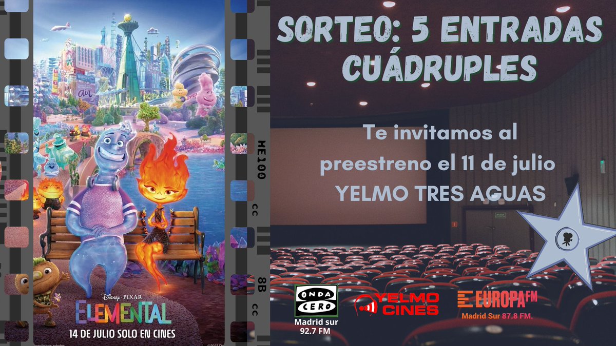 OndaCeroMadSur's tweet photo. ¡Te invitamos al preestreno de la última película de Pixar!
¿Quieres saber cómo participar?
👉Dale like y RT a este tuit
👉Etiqueta a 2 amigos a los que les gustaría esta película
👉 ¿Con cuál de los elementos te sientes más identificado? 💦🌬🔥🌲

Participa hasta el 7 de julio https://t.co/C0kA4pEUgw