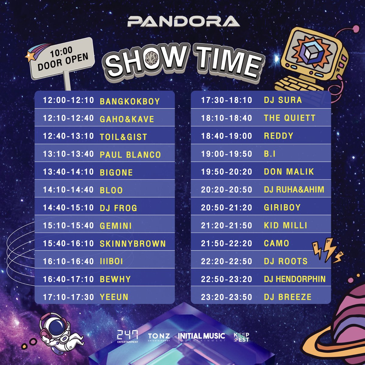 PandoraFestTH's tweet photo. #ANNOUNCEMENT กำหนดการเข้าชมงานและเวลาการขึ้นแสดงของศิลปินในงาน  #PANDORA_KHIPHOP2023 

ซื้อบัตรมาจอยกันเยอะ ๆ น้า กดลิงก์นี้ได้เลย >> https://t.co/hUzE9J8RfB 

📆วันเสาร์ที่ 15 กรกฎาคม 2566 
📍 CHALLENGER HALL 1  

#247ENT #TONZENT https://t.co/OqsS0v3V99
