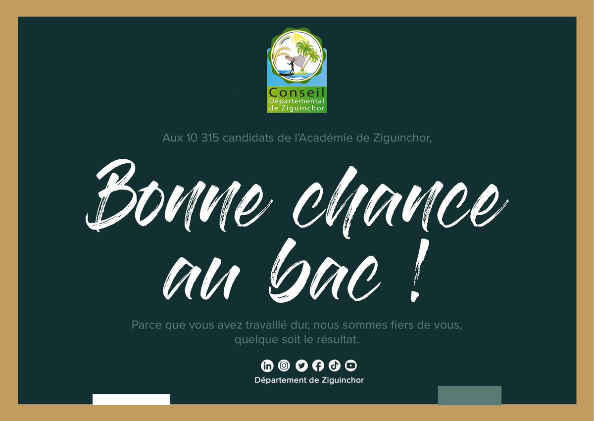 Bonne chance aux 10 315 candidats au #baccalauréat2023 de l'Académie de #Ziguinchor ! 📚  #bac2023 #burok