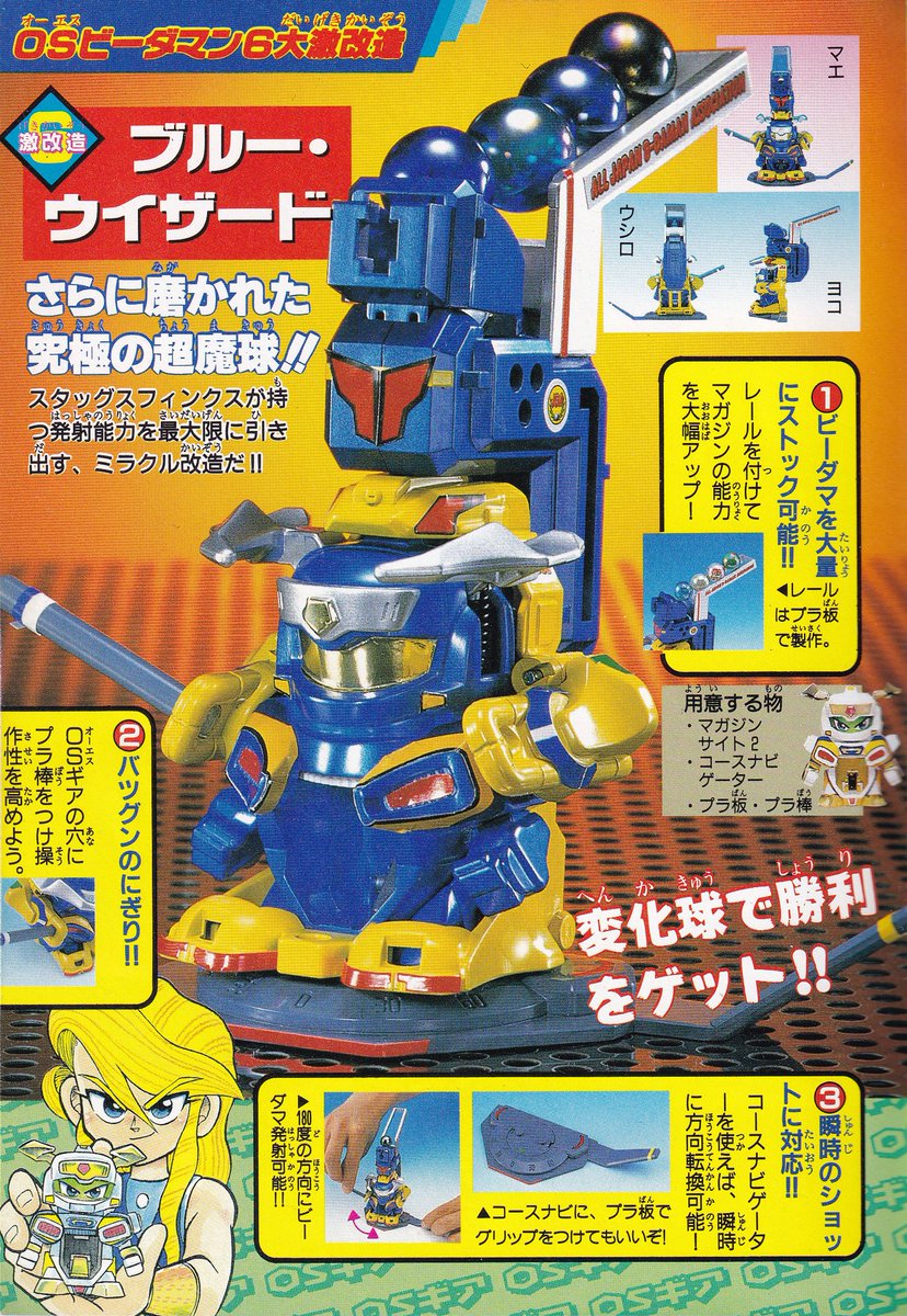 完成】コロコロ改造OSビーダマン「ブルーウイザード」完成。97年8月号