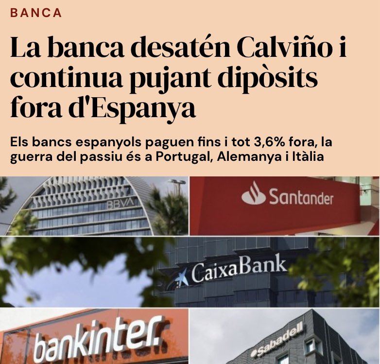 ramontremosa's tweet photo. Resultat de la concentració bancària a #Espanya, eliminant la competència de les caixes: aquí la banca espanyola NO remunera dipòsits bancaris… però a #Europa sí !! #MarcaEspaña
👇👇👇👇

https://t.co/nCWCrXTlqR https://t.co/INI3RjViar