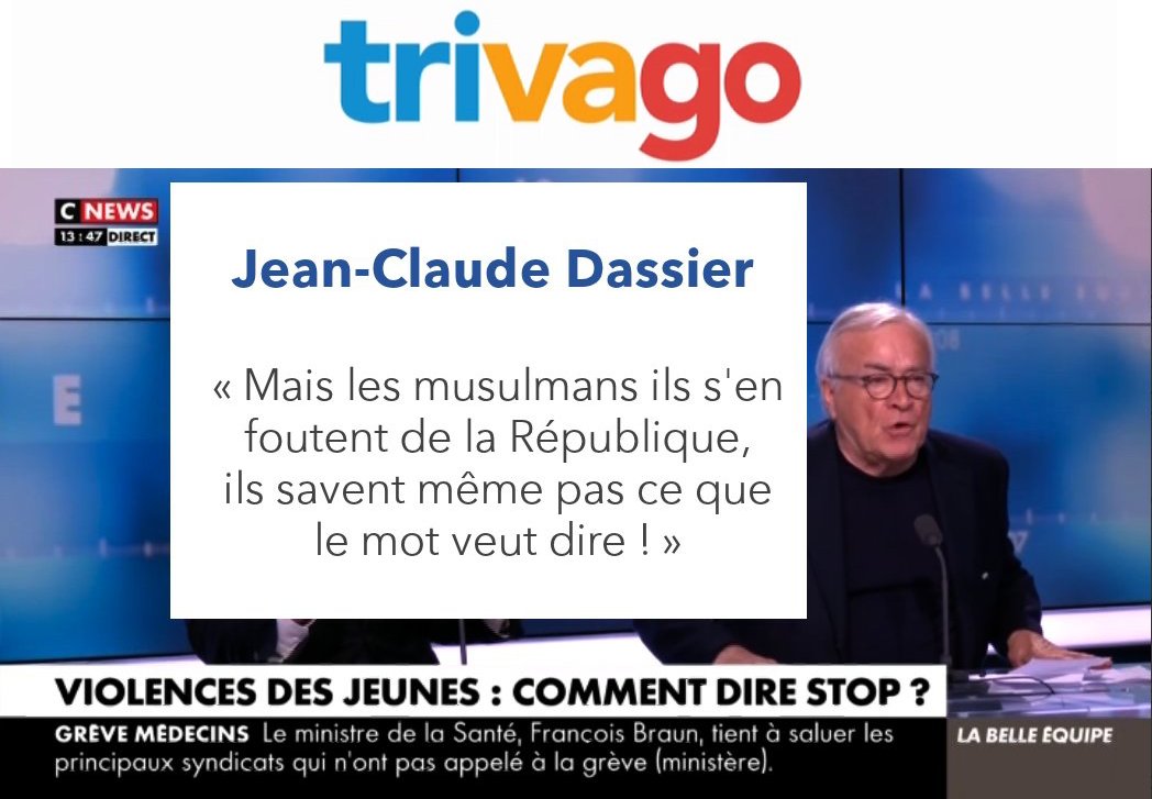 slpng_giants_fr's tweet photo. Bonjour @Trivago,
Des spots de pub sur #CNews, est-ce une si bonne idée ?
Plus personne ne nie maintenant que c'est une chaîne d'opinion, qui n'utilise l'info que pour promouvoir des idéologies identitaires, attiser les haines et pousser à l'affrontement communautaire.
1/4 https://t.co/mxU6n2IcPg