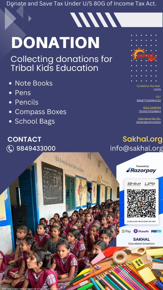 Hello Donors 🙏🏻
Schools are almost half-way and still many underprivileged kids don't have access to Govt sponsorship due to various reasons. We hav identified a few tribal schools under Adilabad dist. They need our immediate support to have pens, pencils, bags and compass Box.