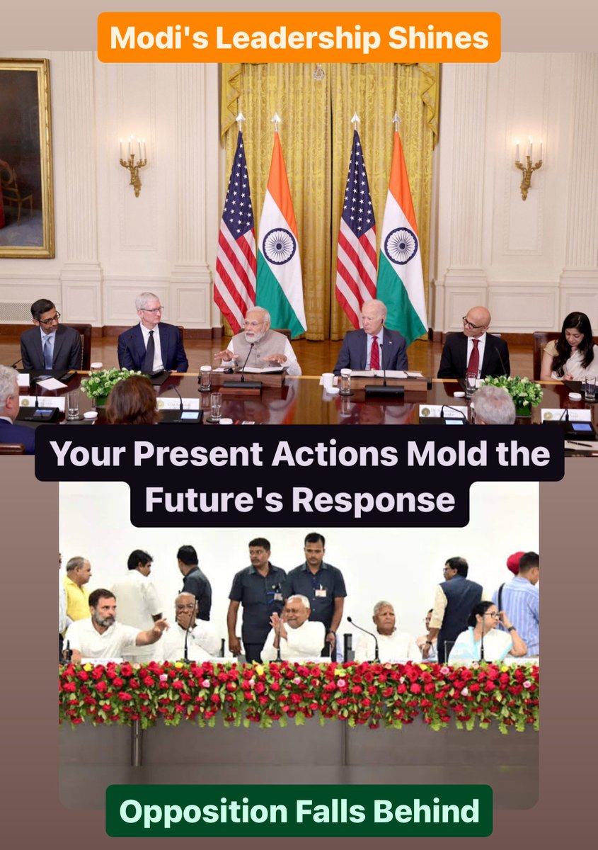 Your present actions have the power to shape the future's response !

Prime Minister Narendra Modi's recent actions exemplify transformative leadership, paving the way for a future defined by progress and prosperity. In contrast, the opposition's lackluster efforts fall short.