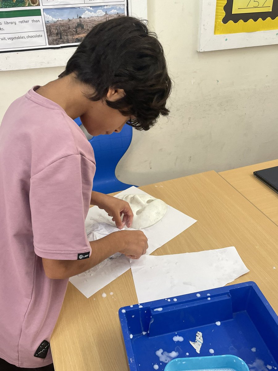 Stage 2 of our final art project. The final papier-mâché layer…  #JESSJumArt