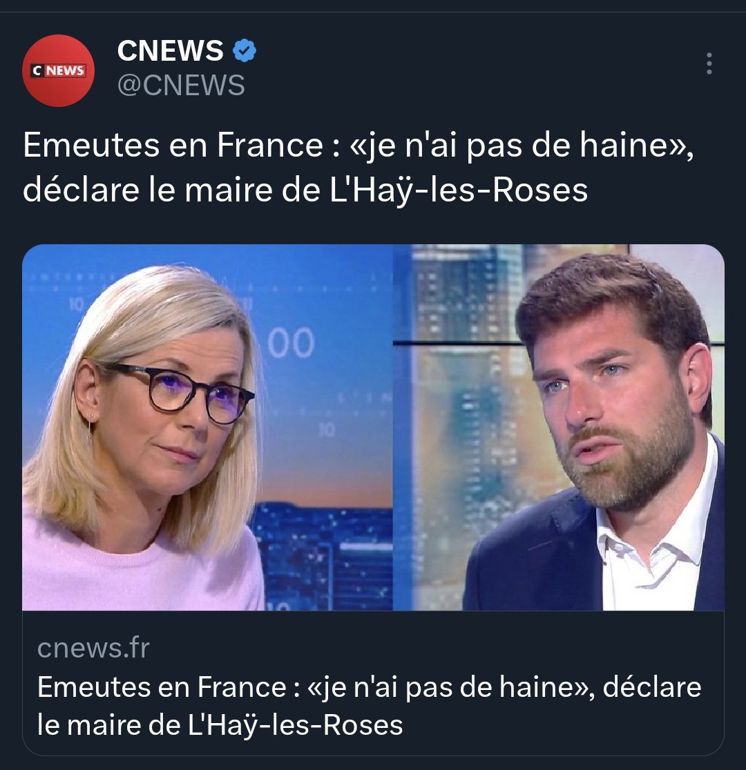 pamp69's tweet photo. Si tu n'as pas la haine quand on tente d'assassiner ta femme et tes gosses, tu l'as à partir de quand? 🤔
Ce genre de réactions sont réellement les stigmates d'un suicide civilisationnel.
#emeutes https://t.co/mFpYr5m1m8