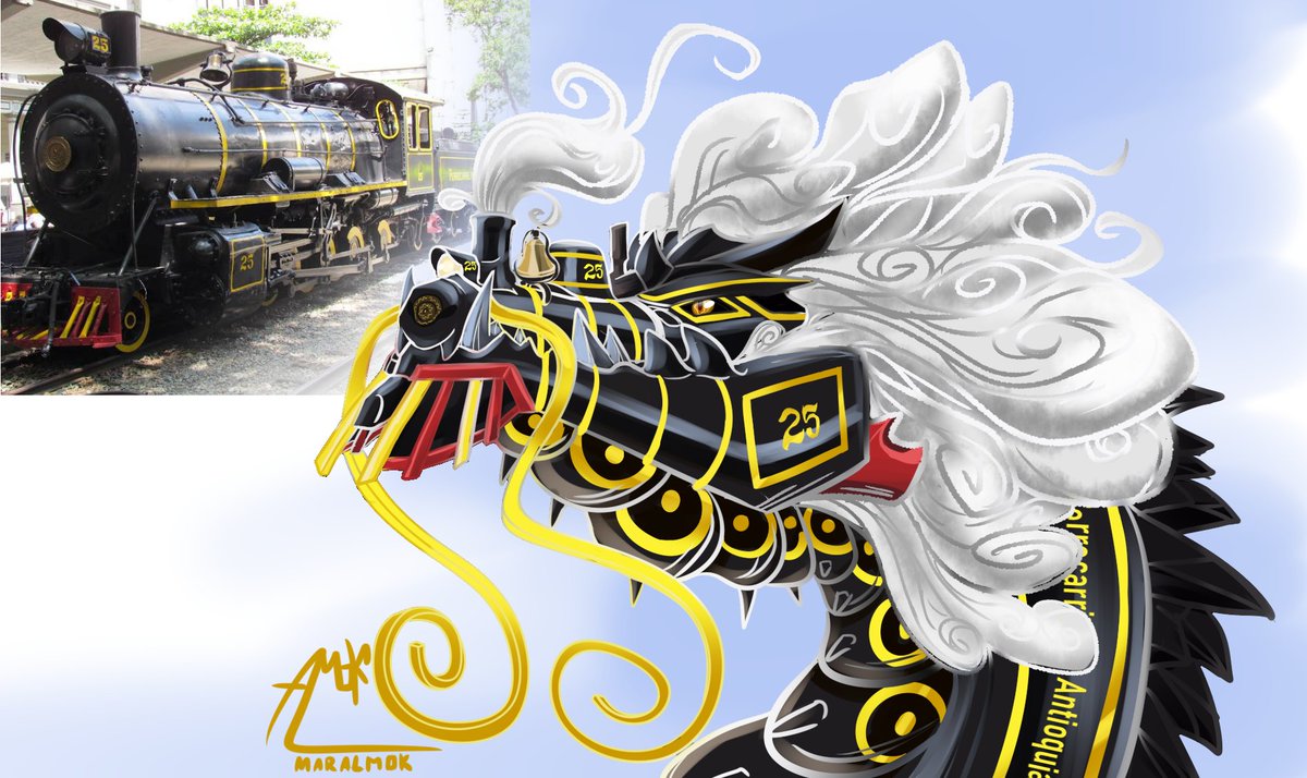 maralmok's tweet photo. My contribution to the challenge of drawing a train like a dragon, but I'm the crazy one who wanted to draw an old locomotive
It is one of the most beautiful trains I know https://t.co/wQ3PwKelNK