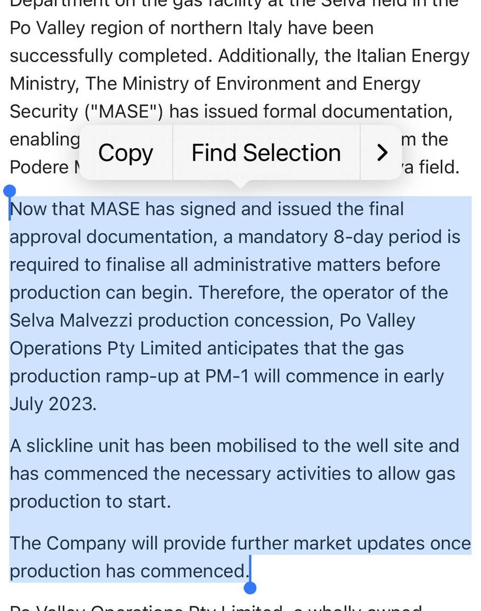 TKIA_1's tweet image. #PXEN 
The 8 days stated in 28/6 RNS are now up so 🇮🇹 Gas production can commence as soon as the operator is ready to do so 
Don’t think we will be waiting long 
Price action looking perky so quick breakout to 13p would not surprise 
MCap cheap as way oversold currently