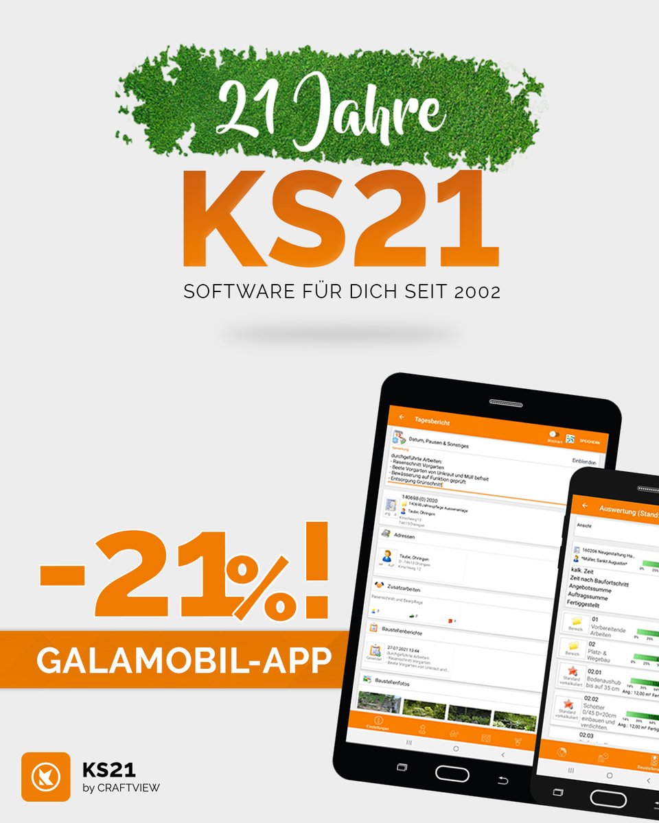 ks21_software's tweet photo. Die Party geht weiter! 

Du erhältst vom 01. bis zum 31. Juli 2023 beim Kauf der GaLaOffice 360°-Erweiterung „GaLaMobil-App“ 21% Rabatt* auf den Nettopreis!  
 
➡ https://t.co/9IqOpHaSEO 

 Das KS21-Team 
 
#ks21 #software #galabau #geburtstag #twentyone #einundzwanzig https://t.co/IGwcA97LZU