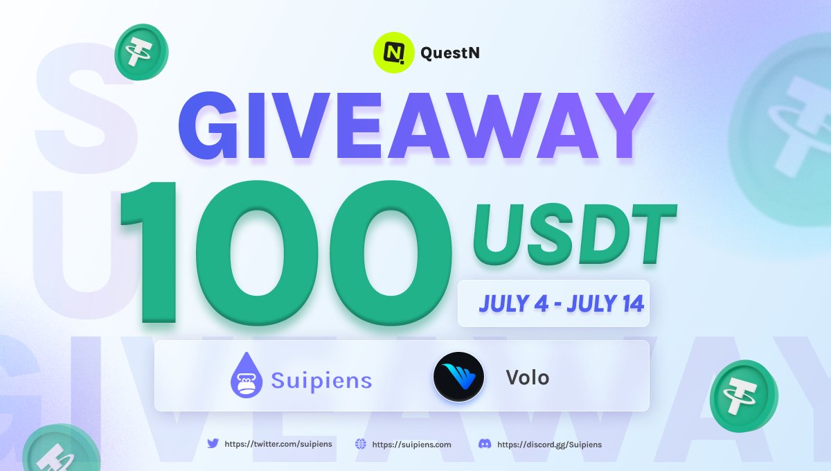 Suipiens x Volo 

🔥 QuestN Giveaway 🔥

💰100 USDT💰

🚀Don't miss out on this opportunity! Join the giveaway now: app.questn.com/quest/79043594… 

Volo is a liquid staking solution that helps you maximize utility and liquidity for SUI by offering ankrSUI.
 
#Airdrop #QuestN #Giveaway