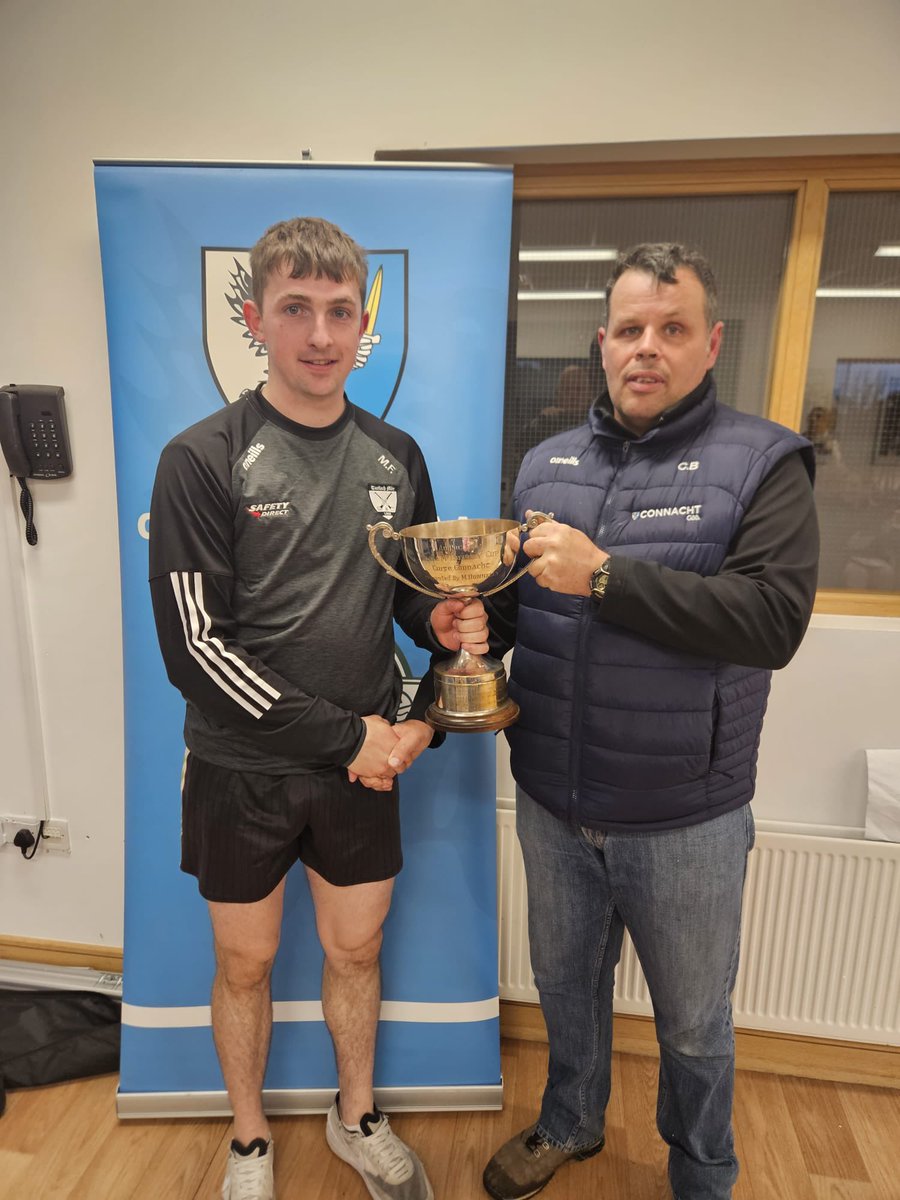 Mark Fahy <a href="/turloughmorehc/">Turloughmore GAA</a> <a href="/Galway_GAA/">Galway GAA Official</a> Connacht Senior Puc Fada Champion being presented with Niall Mcinerney cup by Christy Browne Connacht Council 👏