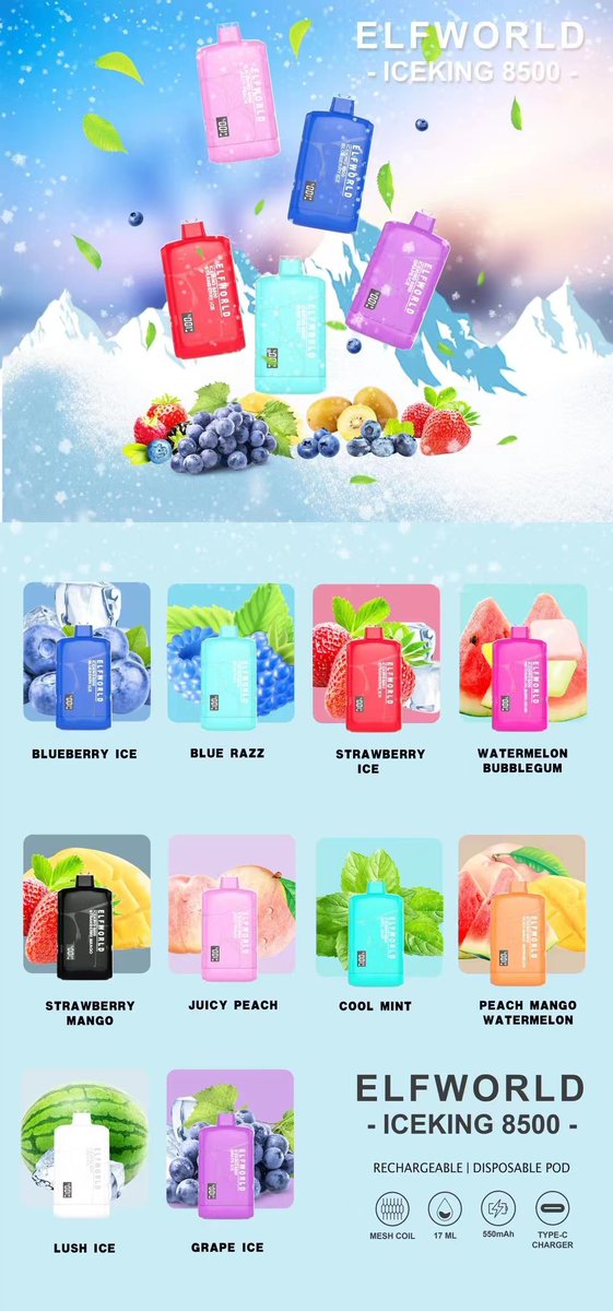 Original Elfworld ICEKING 8500 puffs @wejoydisposable:
* Factory direct wholesale price for all;
#vape #svapo #vapor #vapeshop #vapestore #vaper #vapedisposable #vapepod #podvape #elfworld #elfworldiceking #elfworldiceking8500 #elfworlddisposable #wejoydisposable #freesample #vap