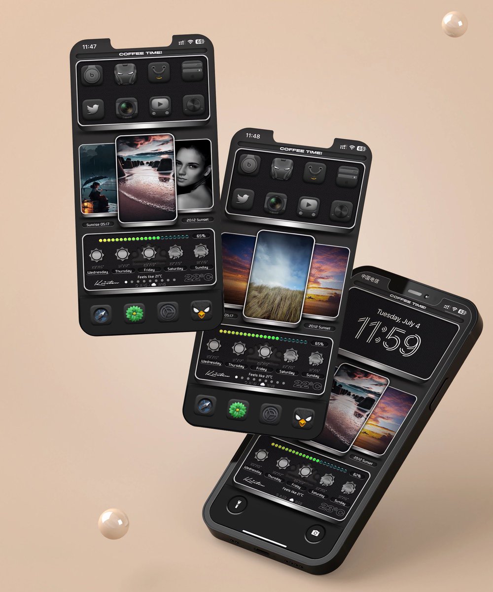 Kristen1Su's tweet image. Today&apos;s setup 
#HTMLSandbox by @thewaytozion 

Layers from @daddykool666 &apos;s theme The DarkKnight!

#HTMLSandbox
#iOS17