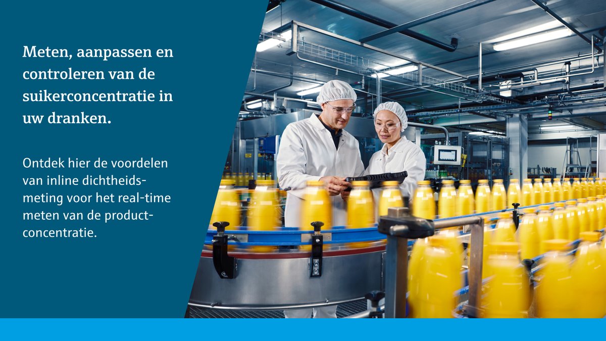 Wilt u de suikerconcentratie in uw dranken controleren? Daarvoor zijn er twee methoden: meting in het laboratorium en inline. Ontdek hier de voordelen van inline dichtheidsmeting voor het in real-time meten van de productconcentratie: eh.digital/46rRfVS