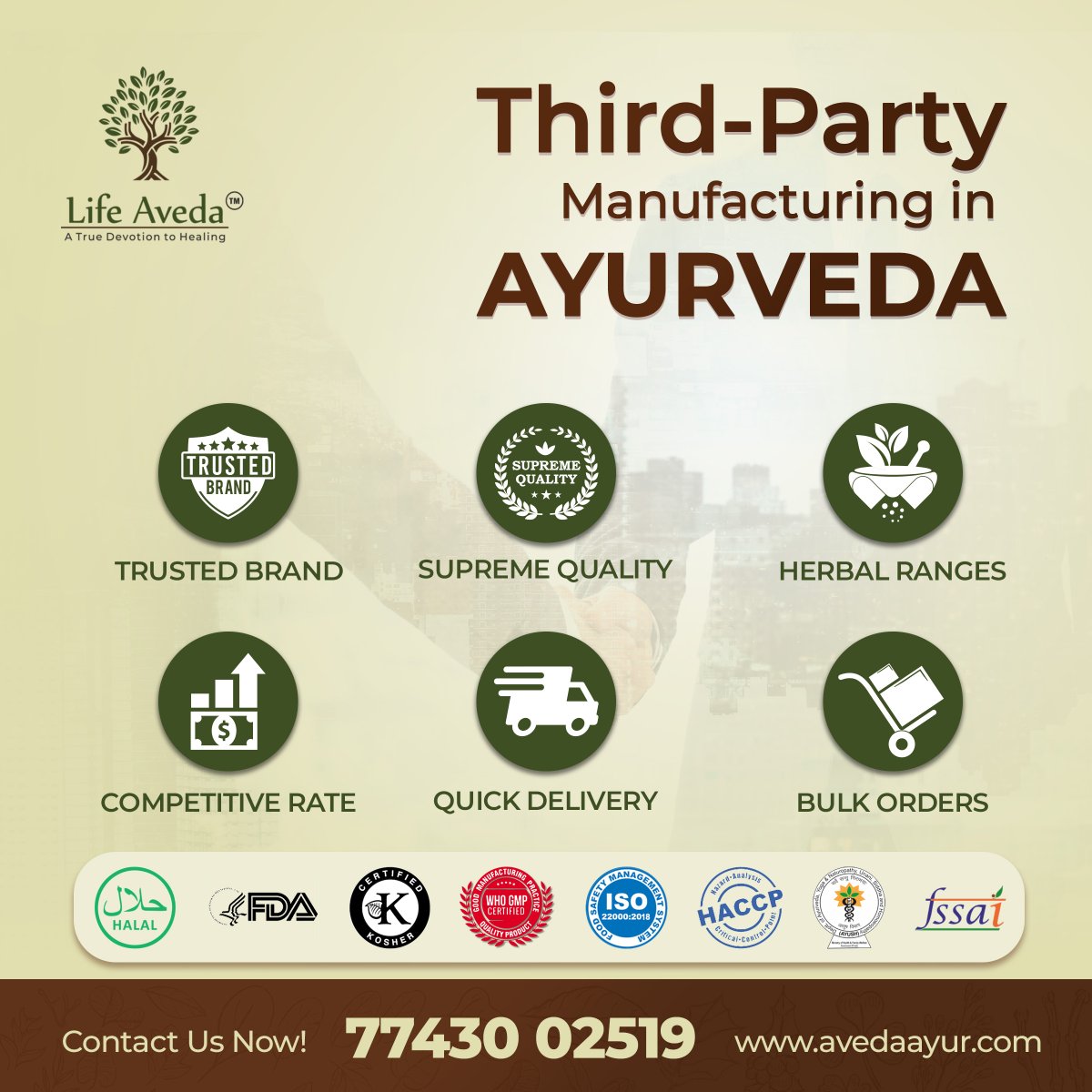 Choose Third-Party Manufacturing in AYURVEDA

Visit - avedaayur.com
Call - 7743002519

#distributorship #distributor #ThirdPartyManufacturer #HerbalMedicineManufacturer #India #AyurvedicBusiness #ContractManufacturing #privatelabeling #avedaayur #lifeaveda #ayurveda